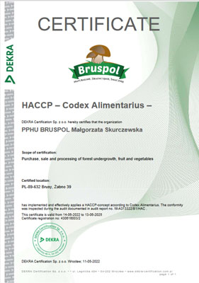 Certyfikat HACCP Bruspol 