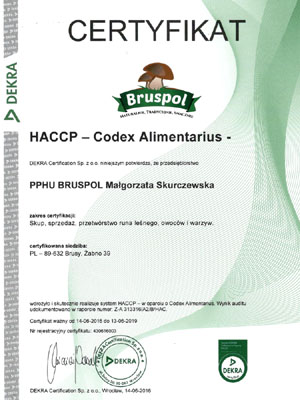HACCP certification Bruspol 